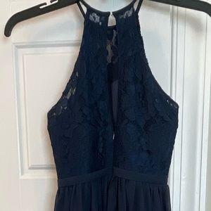 Halter style long formal dress for young lady.  Worn one time in wedding.